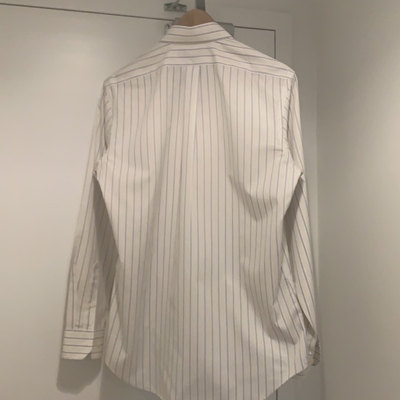 Men's Banana Republic White-grey-yellow Stripe Dress Shirt Size S - Picture 3 of 5